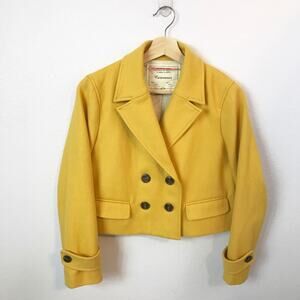 Anthropologie Cartonnier Luisa Marigold Cropped Wool Pea Coat Womens Size Small